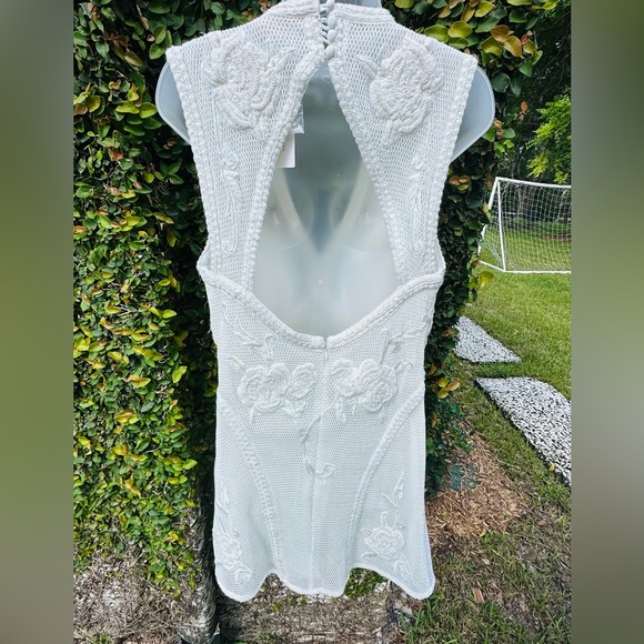 Not So Serious for Anthropologie 🤍white crochet knit and beaded mini 🤍 - Picture 6 of 11